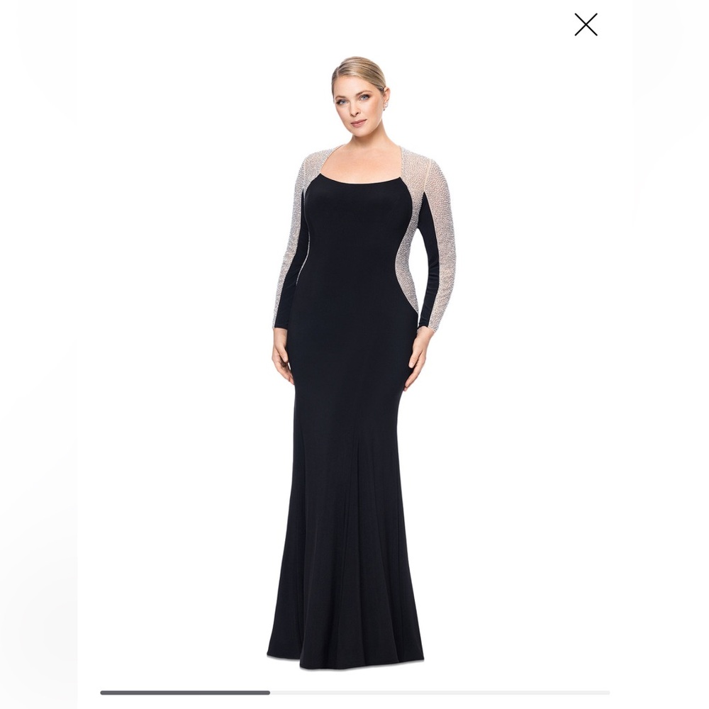 Xscape Plus Size Colorblocked Embellished Jersey Gown